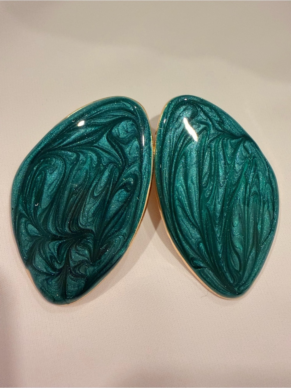 Teal Marble Statement Earrings - Women Jewelry - Picture 4 of 5
